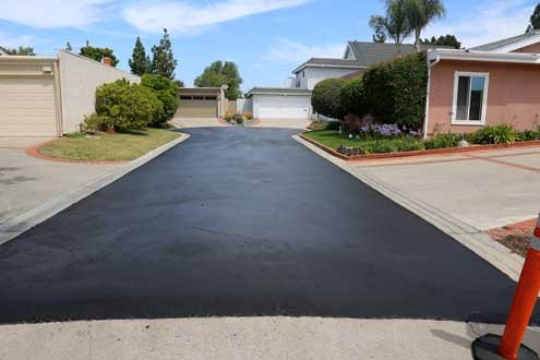 Picture of freshly sealed asphalt driveway